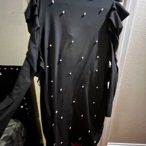 Elegant Black Dress with Studded Details